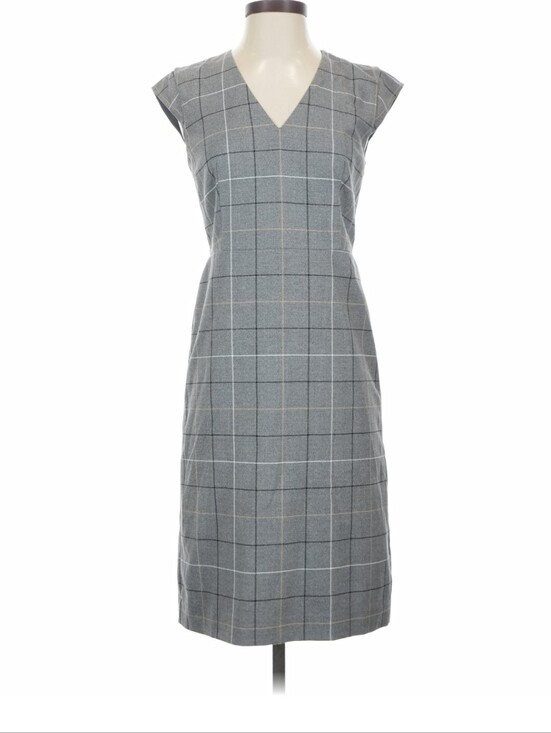 Ann Taylor Dresses & Skirts - NWT Ann Taylor Grey Plaid V-Neck Midi Sheath Dress